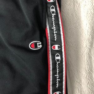 BLACK/WHITE/RED CHAMPION TRACKSUIT BOTTOMS